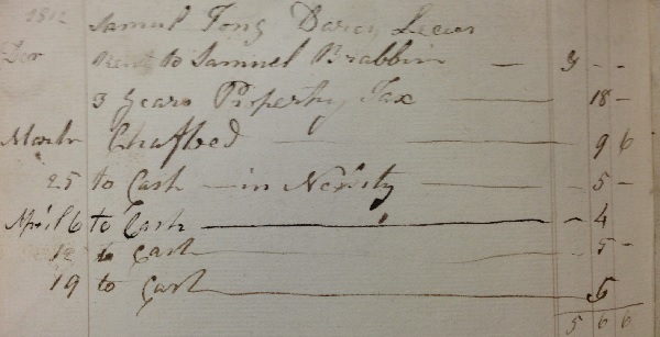Darcy Lever Overseers Accounts - Samuel Tong, 1812