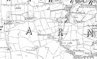 Map of part of Farnworth showing Blindsill, Highfield, Highfield Hall, Albert Place, Dixon Green, Plodder Lane, New Bury, Black Lane, Beech Cottage and Bottom O'th Green